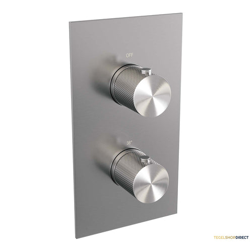 Inbouwthermostaat Compleet Brauer Brushed Carving 3-weg Geborsteld RVS