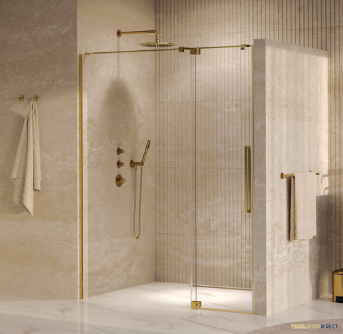 BRAUER Stellar nisdeur 2-delig draaiend helder glas 160x200 omkeerbaar incl. glascoating PVD goud geborsteld