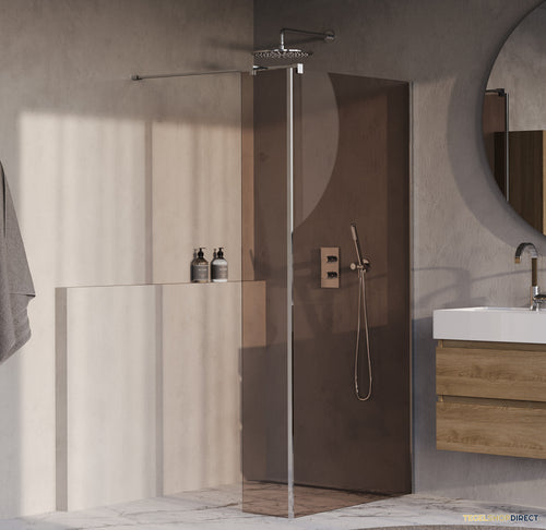 BRAUER Oblivion inloopdouche brons glas 90x200 met zijwand 30 incl. glascoating chroom