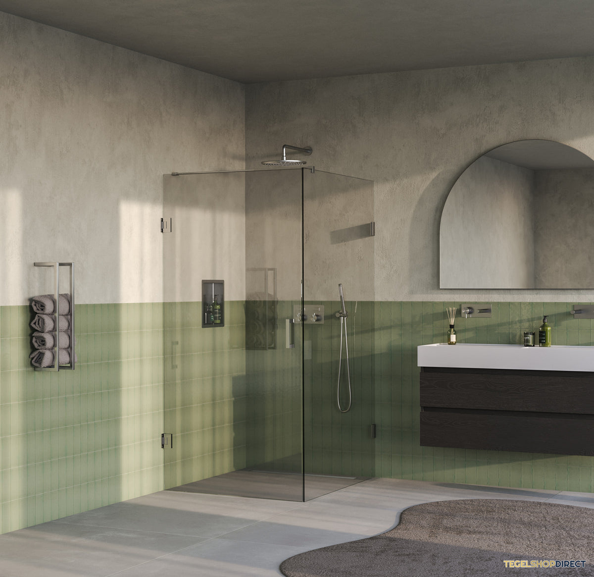BRAUER Void douchecabine met draaideur helder glas 90x120x200 incl. glascoating PVD RVS-kleurig geborsteld – afbeelding 2