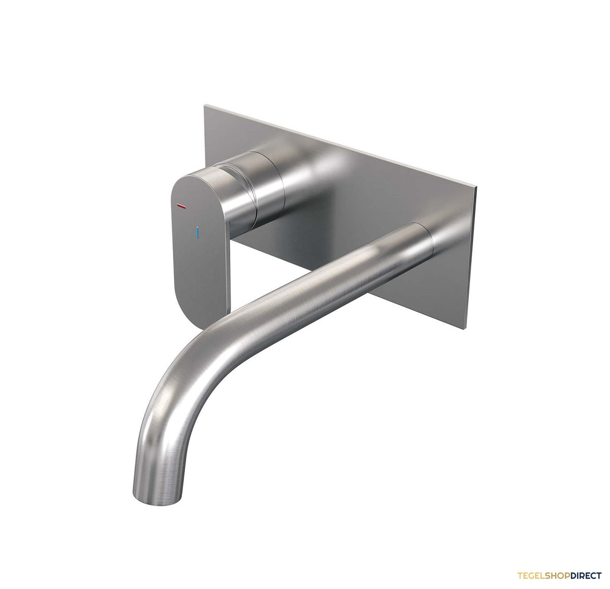 Inbouw Wastafelmengkraan Brauer Brushed Edition Coldstart Gebogen Uitloop Platte Hendel Links Geborsteld RVS PVD Met Afdekplaat