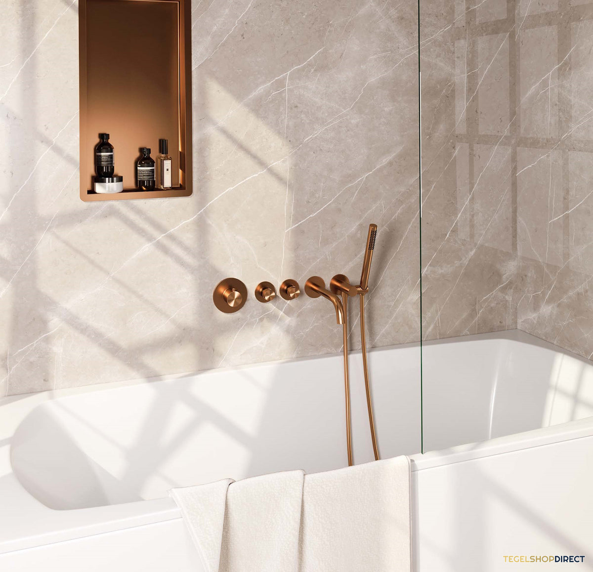 Inbouwthermostaat set Brauer Copper Edition Met Rozetten Incl Baduitloop Geborsteld Koper (Keuze Handdouche)