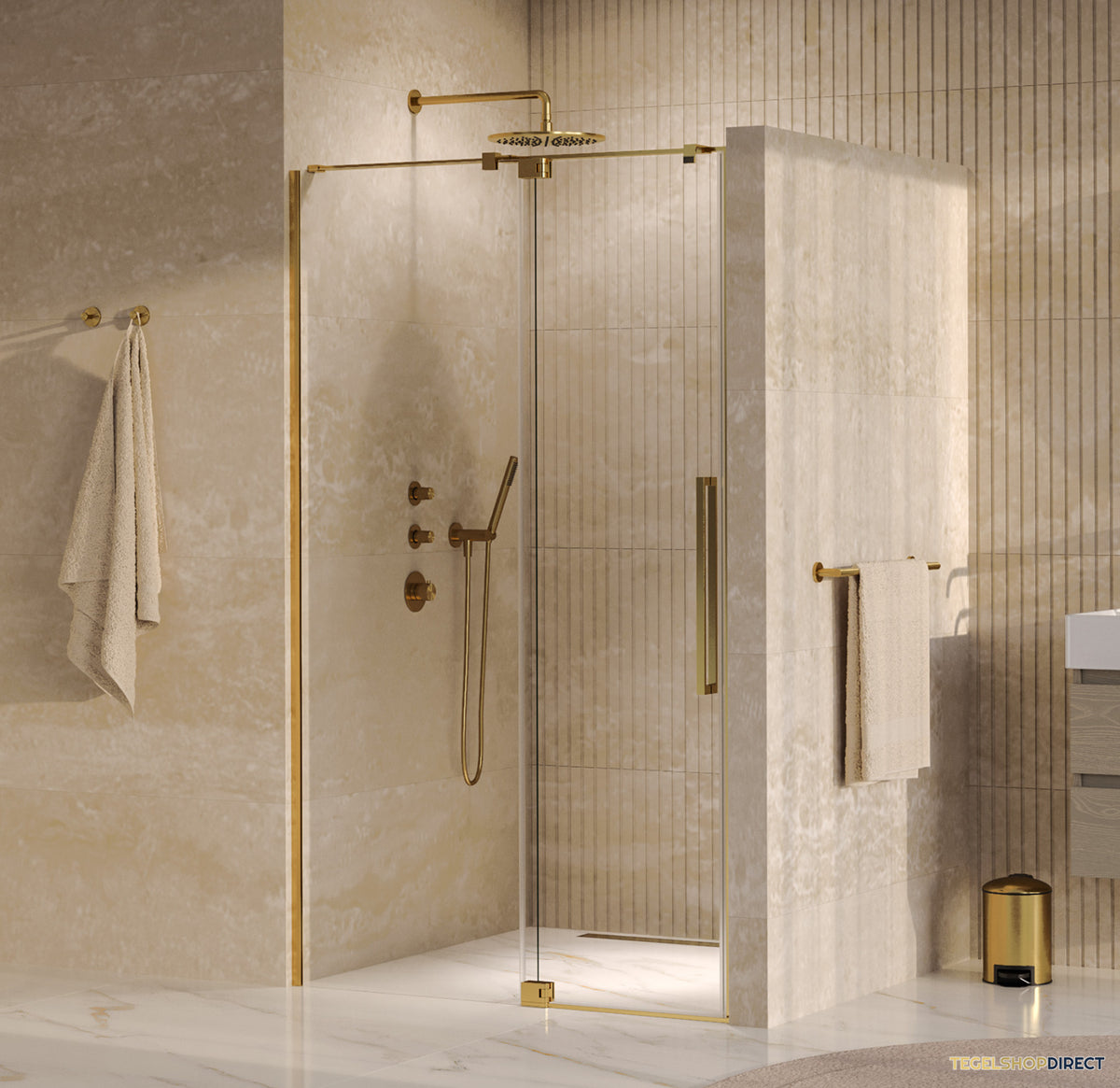 BRAUER Stellar nisdeur 2-delig draaiend helder glas 120x200 omkeerbaar incl. glascoating PVD goud geborsteld
