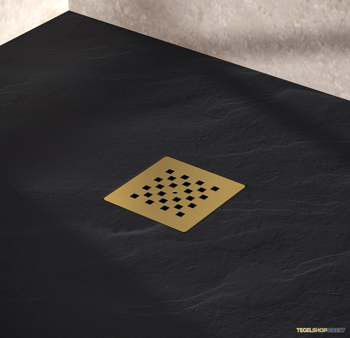 BRAUER Douchebak Asteroid 80x80 incl. antislip en antibacterieel mineraalmarmer mat zwart – afbeelding 6