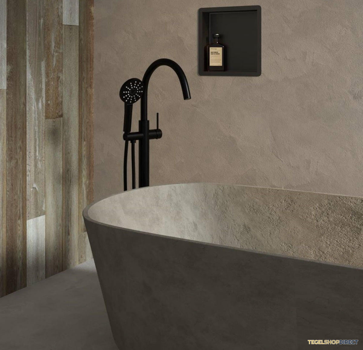 Vrijstaande Badkraan Brauer Black Met Handdouche Rond Mat Zwart – afbeelding 2
