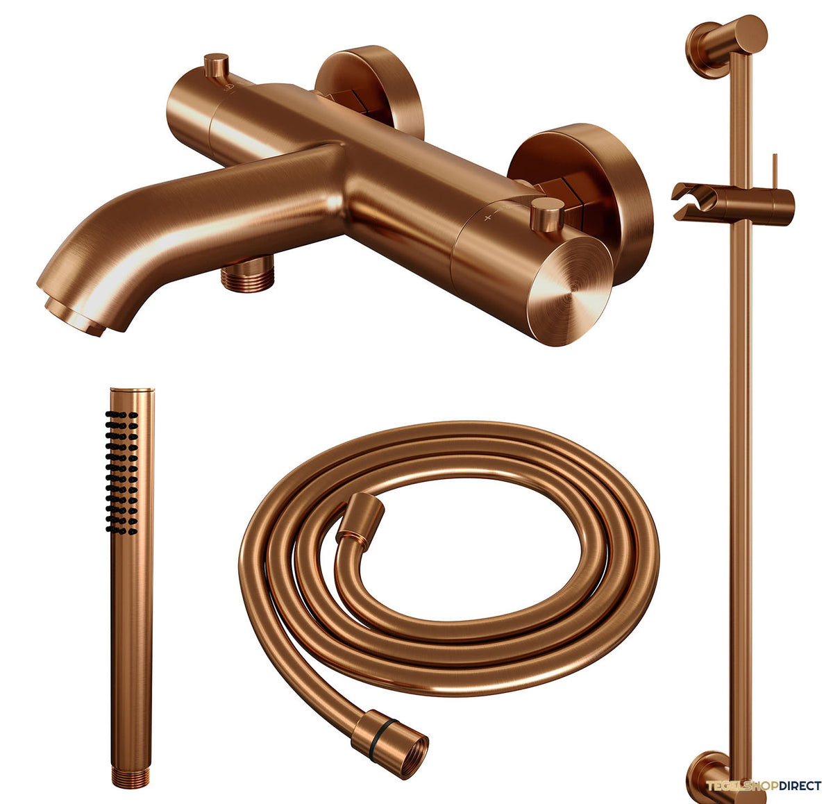 Opbouwset Bad- en Douchekraan Brauer Copper Edition Thermostatisch Met Glijstang Geborsteld Koper – afbeelding 2