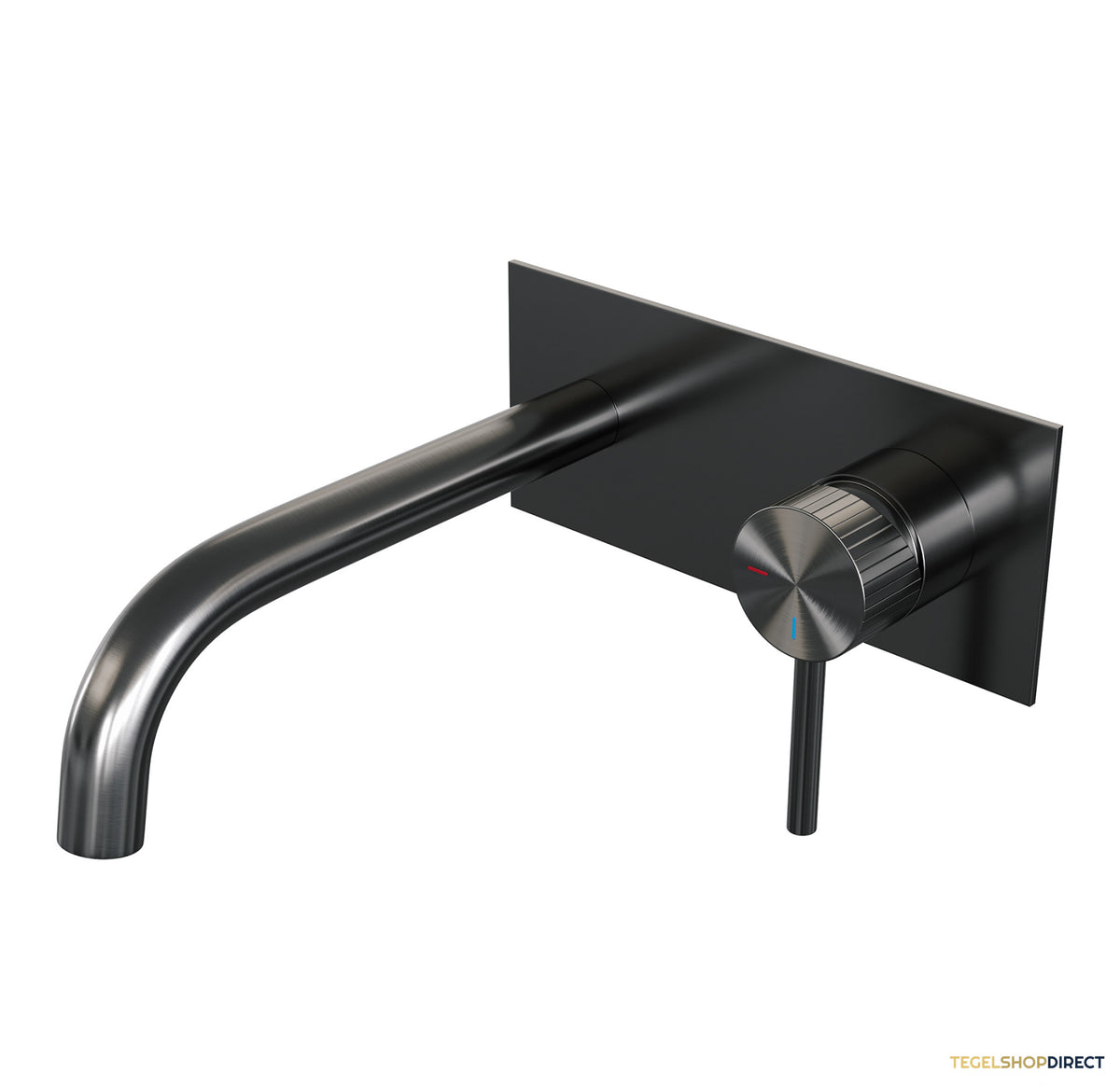 Brauer Stripe inbouw wastafelmengkraan met gebogen uitloop en afdekplaat model A1 gunmetal geborsteld PVD