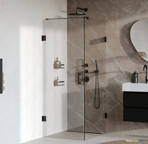 BRAUER Void douchecabine met draaideur helder glas 80x100x200 incl. glascoating mat zwart