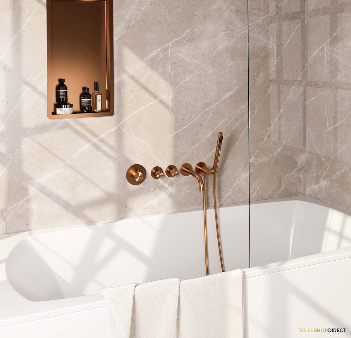 Inbouwthermostaatset Brauer Copper Incl Baduitloop en Staafhanddouche Koper