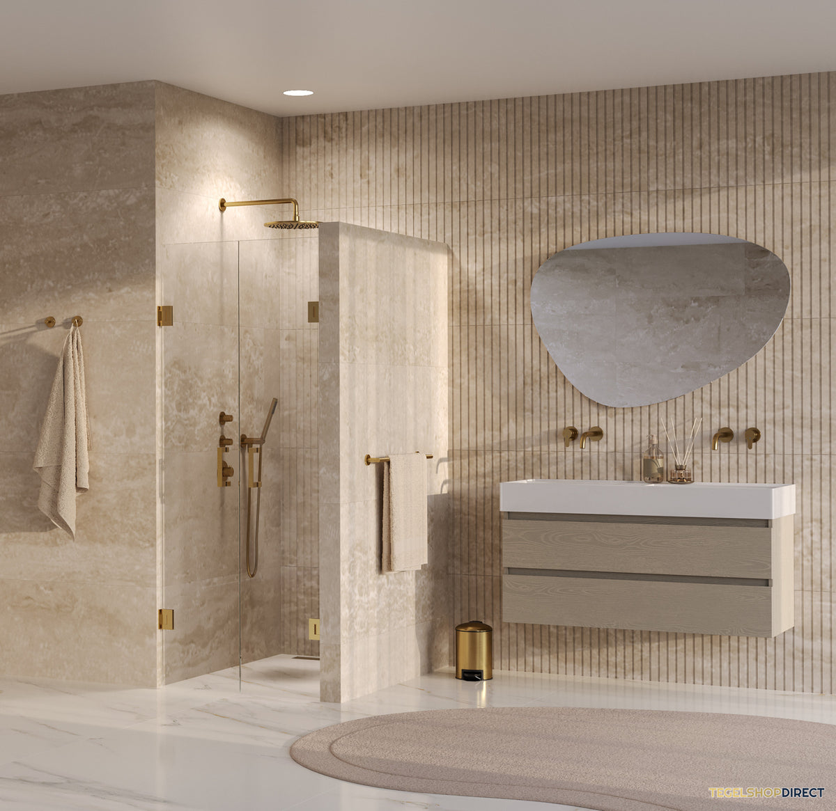 BRAUER Void pendeldeuren helder glas 80x200 incl. glascoating PVD goud geborsteld – afbeelding 2