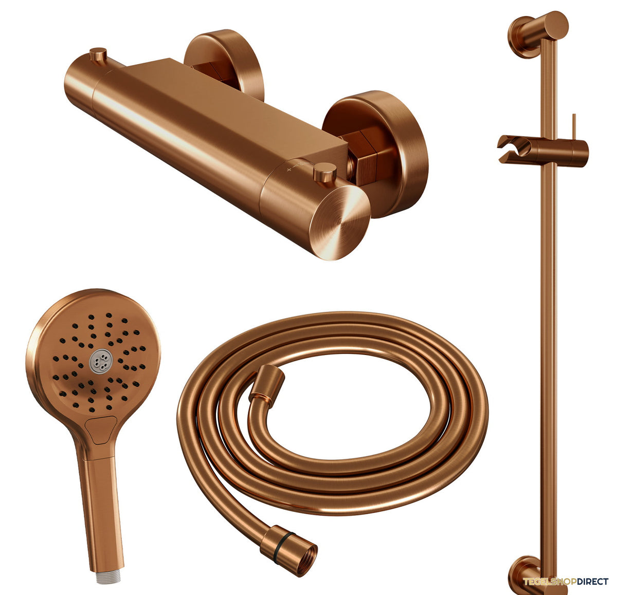 Douchekraanset Brauer Copper Edition Opbouw Met Glijstang En Ronde Handdouche Geborsteld Koper – afbeelding 4