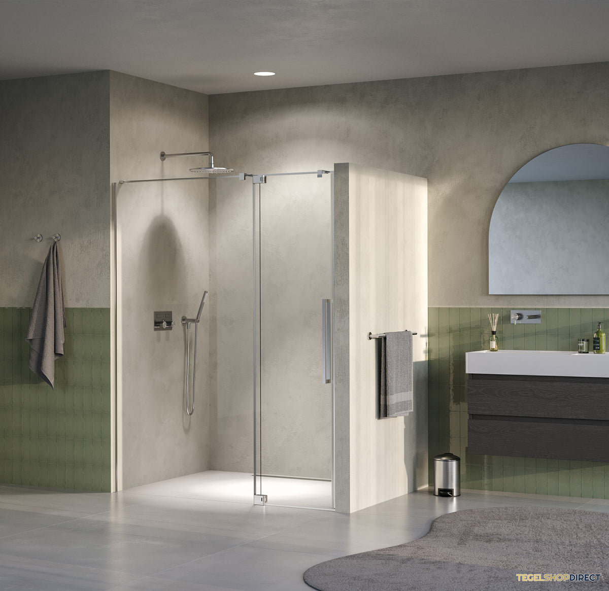 BRAUER Stellar nisdeur 2-delig draaiend helder glas 140x200 omkeerbaar incl. glascoating PVD RVS-kleurig geborsteld – afbeelding 2