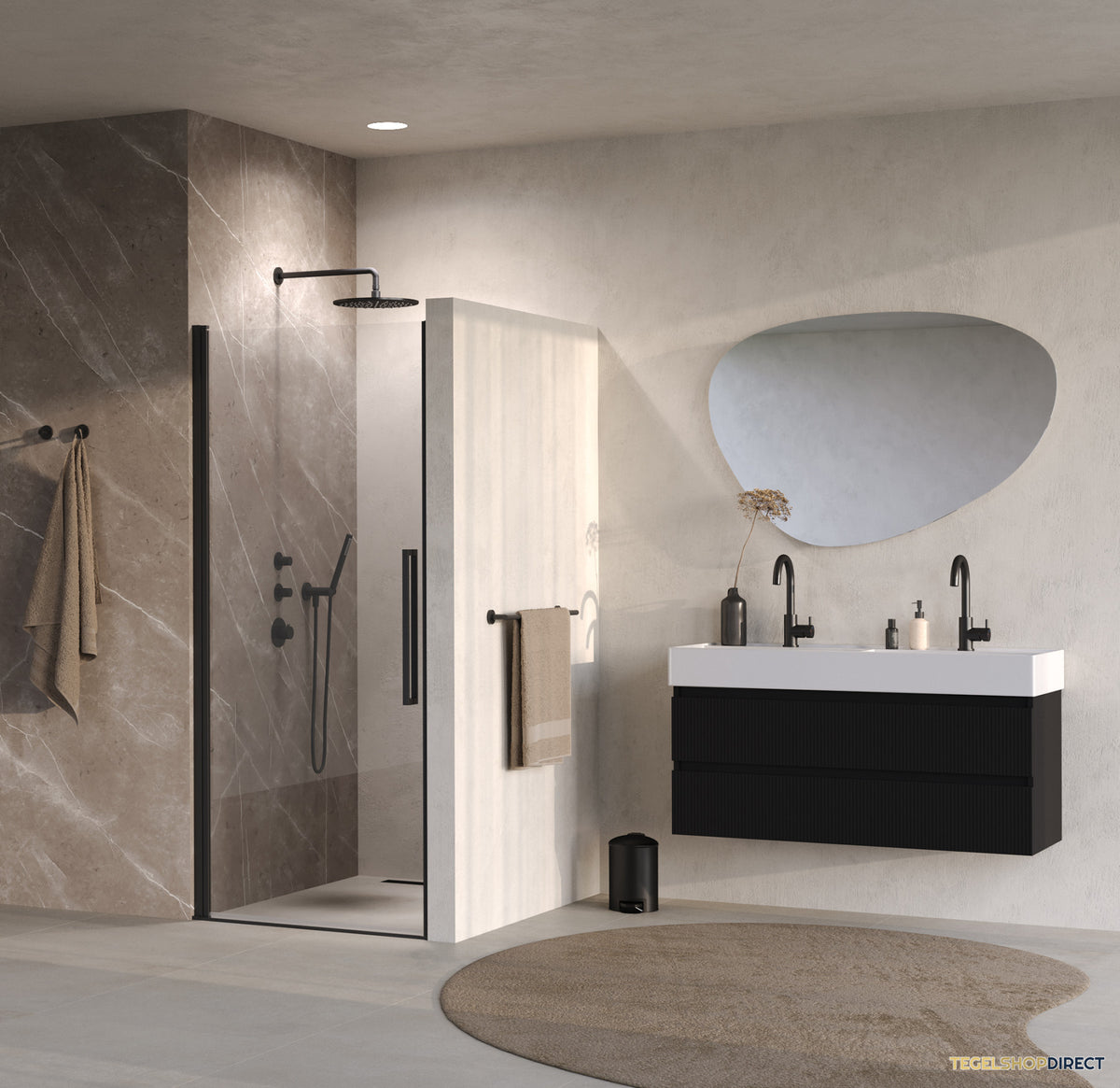 BRAUER Cosmic Nisdeur Draaiend 90x200 Omkeerbaar Helder Glas Incl. Glascoating Mat Zwart – afbeelding 2