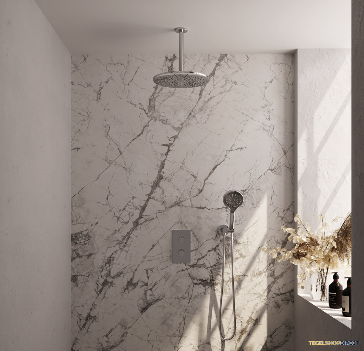 Inbouw Regendouche Set Brauer Chrome Edition Plafond Uitloop Ronde Hoofddouche 30 cm Met Handdouche 3 Standen