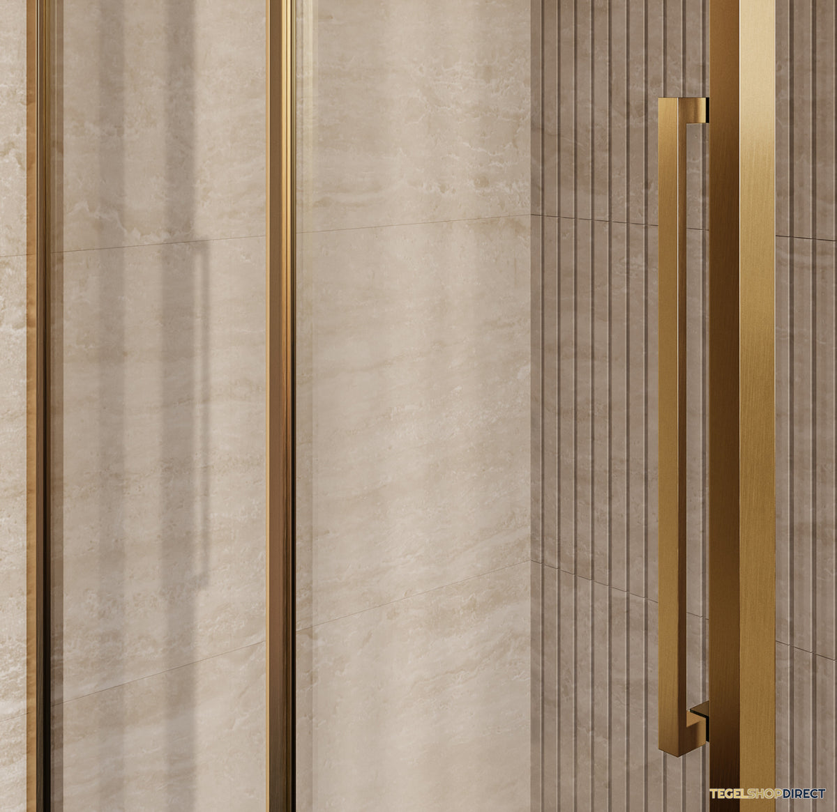 BRAUER Galactic Douchecabine Met Schuifdeur 160x90x200 Omkeerbaar Helder Glas Incl. Glascoating PVD Goud Geborsteld – afbeelding 4