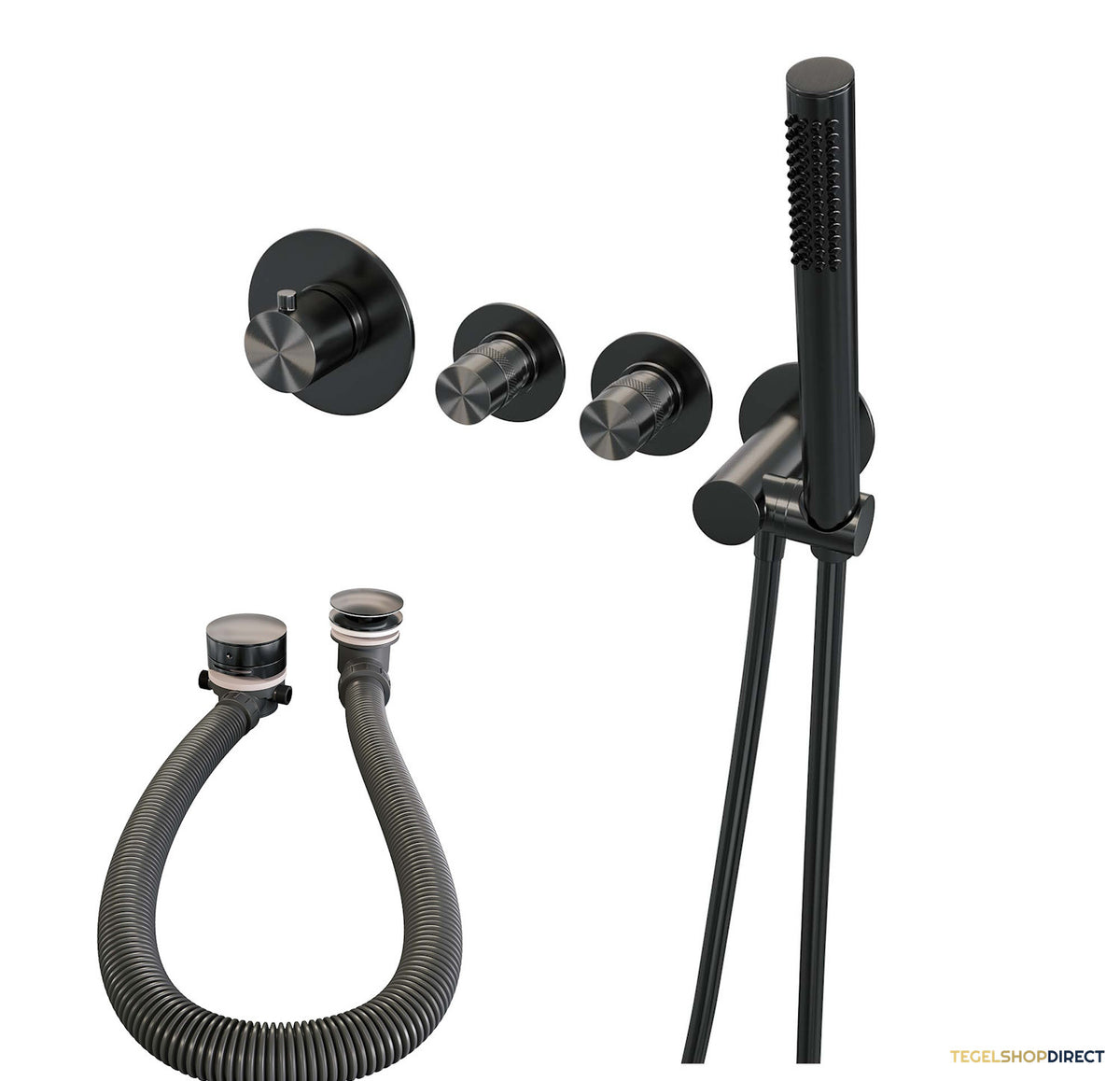 Inbouwthermostaat set Brauer Gunmetal Edition Incl Badafvoer Geborsteld Gunmetal (Keuze Handdouche) – afbeelding 3