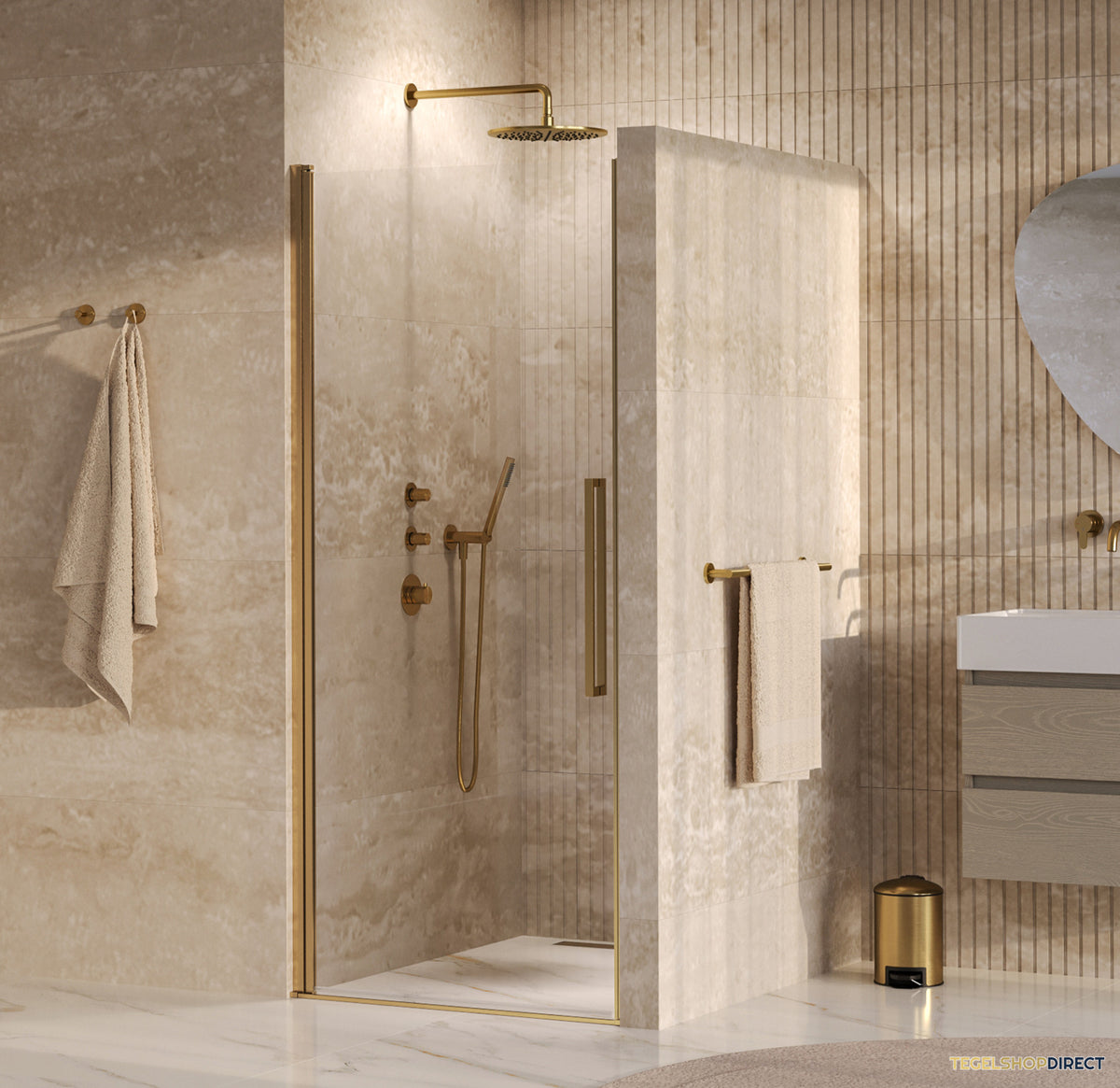BRAUER Cosmic Nisdeur Draaiend 90x200 Omkeerbaar Helder Glas Incl. Glascoating PVD Goud Geborsteld