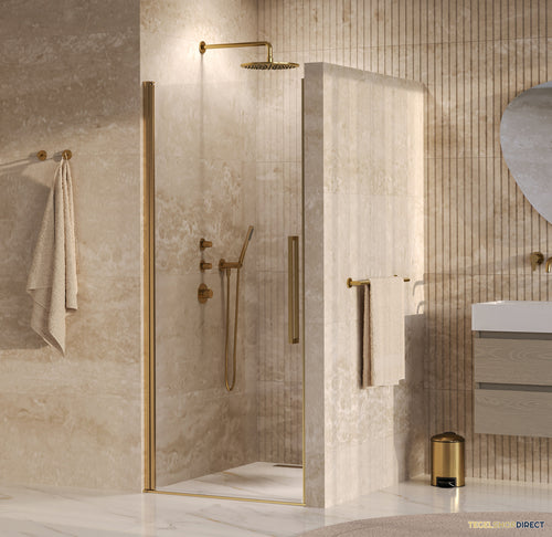 BRAUER Cosmic Nisdeur Draaiend 90x200 Omkeerbaar Helder Glas Incl. Glascoating PVD Goud Geborsteld