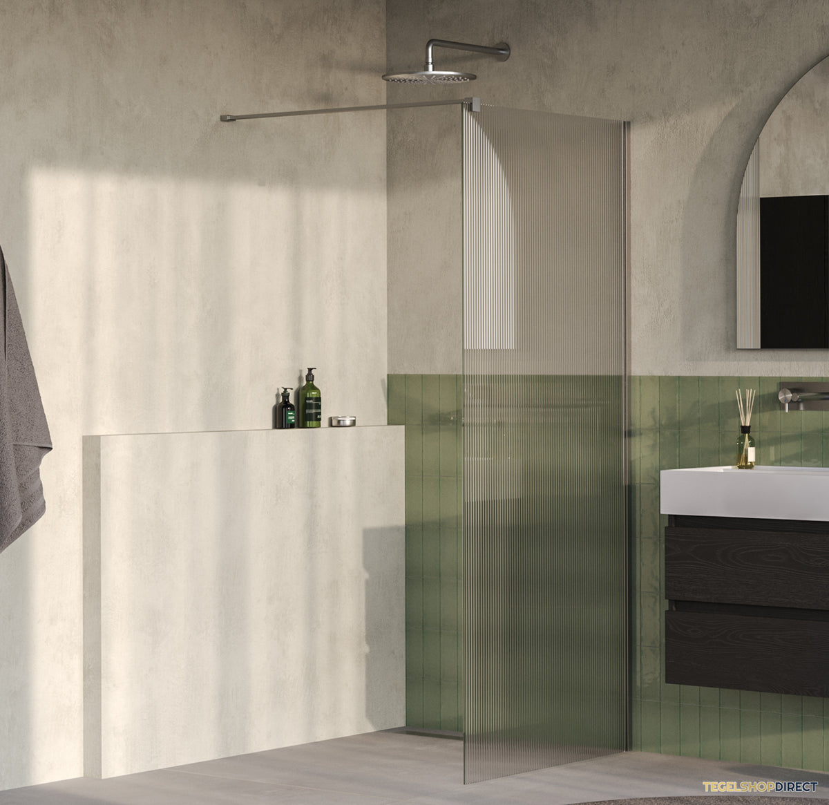 BRAUER Oblivion Flow inloopdouche helder ribbelglas 100x200 incl. glascoating Geborsteld RVS PVD