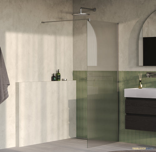 BRAUER Oblivion Flow inloopdouche helder ribbelglas 100x200 incl. glascoating Geborsteld RVS PVD