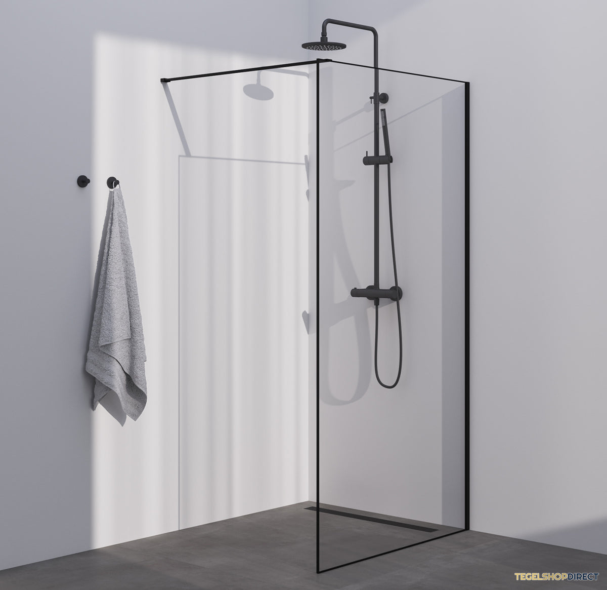 BRAUER Season inloopdouche model D helder glas 90x200 incl. glascoating Season-Mat Zwart