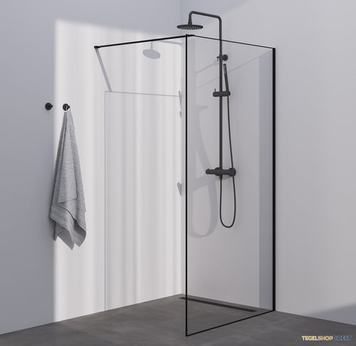 BRAUER Season inloopdouche model D helder glas 90x200 incl. glascoating Season-Mat Zwart