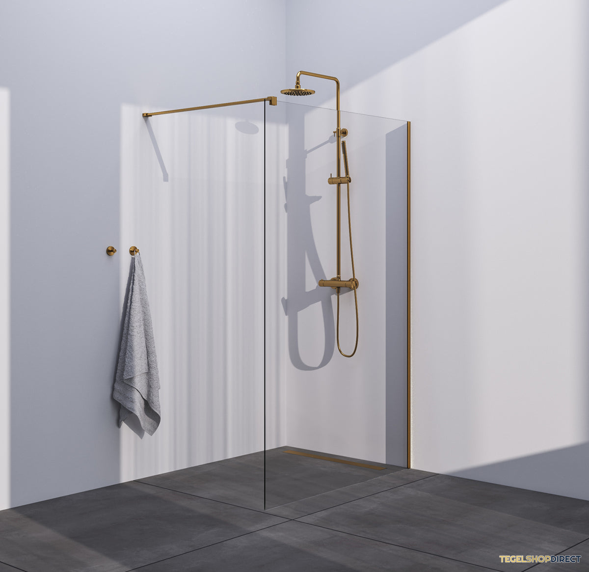 BRAUER Season inloopdouche model C helder glas 130x200 incl. glascoating goud geborsteld – afbeelding 2