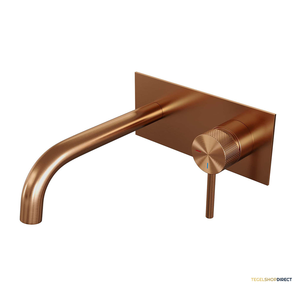 Inbouw Wastafelmengkraan Brauer Copper Carving Coldstart Gebogen Uitloop Ronde Hendel Rechts Geborsteld Koper PVD Met Afdekplaat