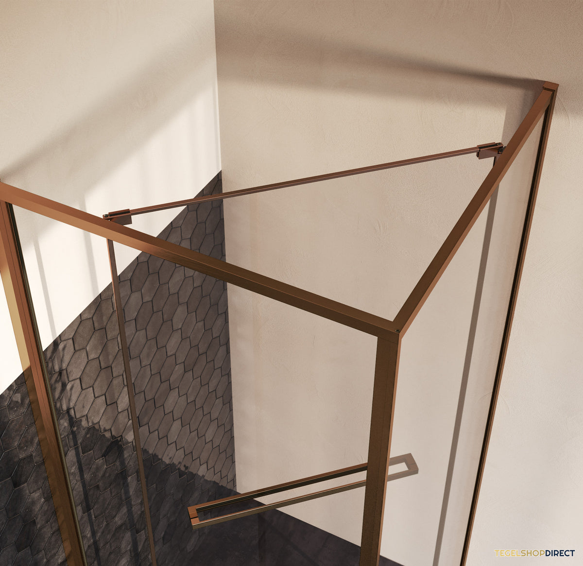 BRAUER Luminis Douchecabine 2-Delig Naar Binnen Draaiend 90x90x200 Omkeerbaar Helder Glas Incl. Glascoating PVD Koper Geborsteld – afbeelding 5