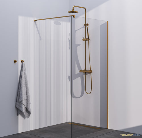 BRAUER Season inloopdouche model C helder glas 100x200 incl. glascoating goud geborsteld