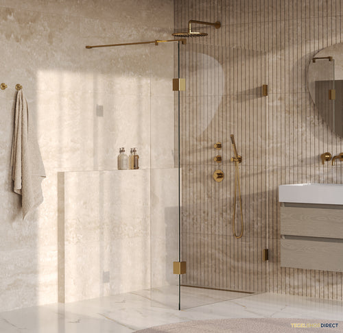 BRAUER Void inloopdouche helder glas 110x200 met 40 zijwand incl. glascoating PVD goud geborsteld