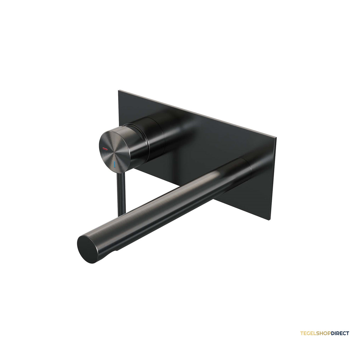 Inbouw Wastafelmengkraan Brauer Gunmetal Edition Coldstart Rechte Uitloop Ronde Hendel Links Geborsteld Gunmetal PVD Met Afdekplaat