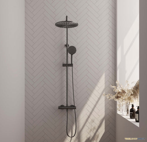 Regendoucheset Opbouw Brauer Gunmetal Edition 30 cm Thermostatisch met Handdouche 3-Standen Geborsteld Gunmetal