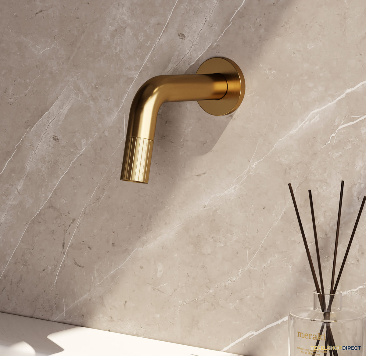 Brauer Stripe inbouw fonteinkraan inkortbaar goud geborsteld PVD – afbeelding 2