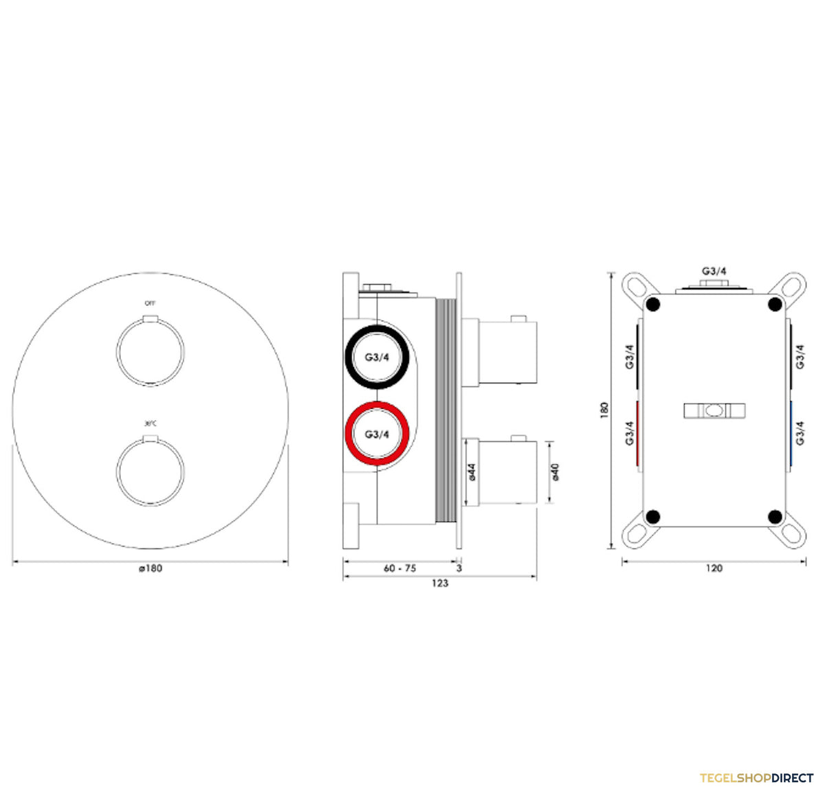 Thermostatische Inbouwdoucheset Brauer Carving Met Ronde Afdekplaat Chroom (Alle Opties) – afbeelding 11