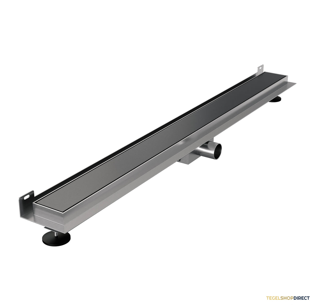 Douchegoot Brauer Gunmetal Muur Montage Inclusief Vloerflens 100x7 cm Zero Tegelinlegrooster Omkeerbaar – afbeelding 3