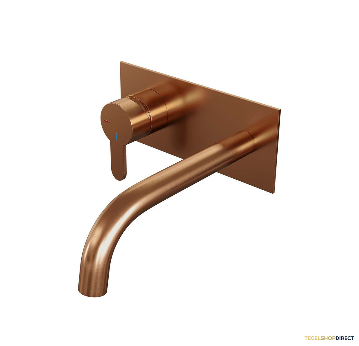 Inbouw Wastafelmengkraan Brauer Copper Edition Coldstart Gebogen Uitloop Korte Platte Hendel Links Geborsteld Koper PVD Met Afdekplaat