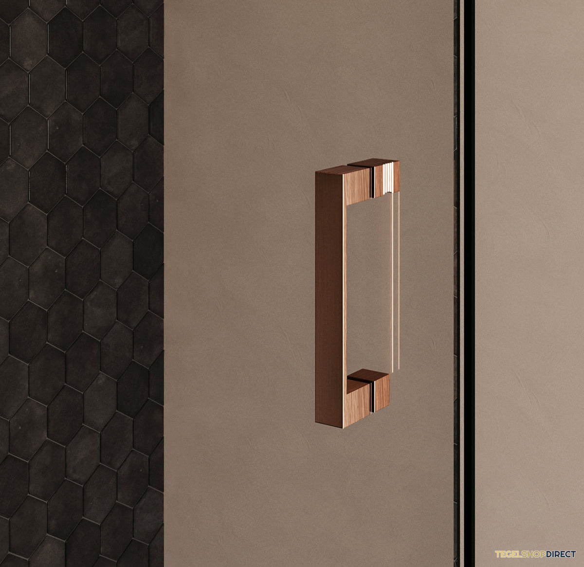 BRAUER Void douchecabine met draaideur helder glas 90x140x200 incl. glascoating PVD koper geborsteld – afbeelding 6
