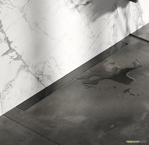 Douchegoot Brauer Gunmetal Muur Montage Inclusief Vloerflens 100x7 cm Zero Tegelinlegrooster Omkeerbaar