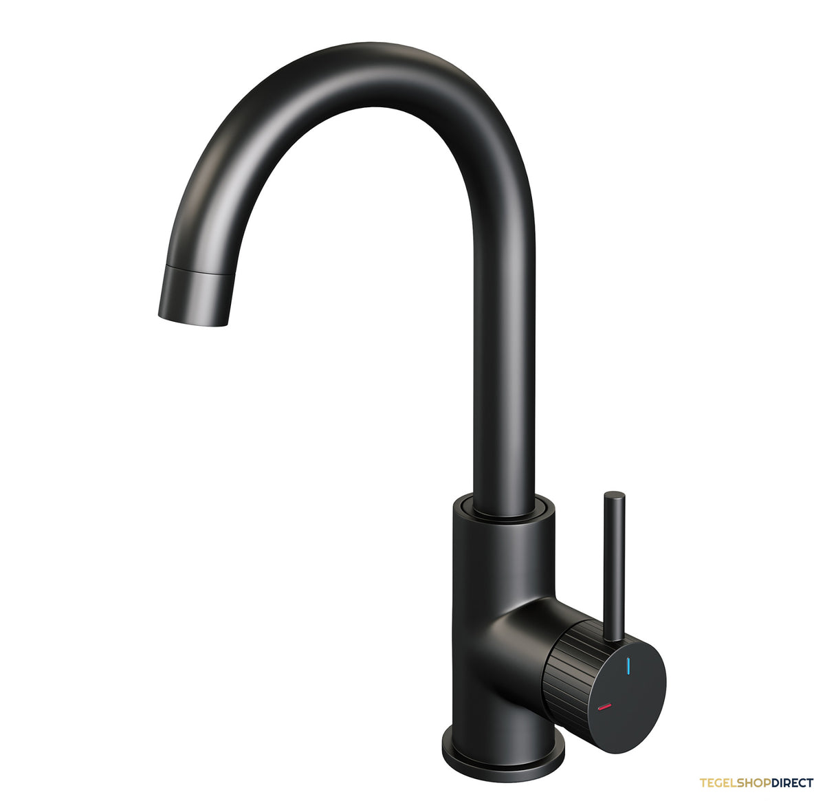 Brauer Stripe hoge opbouw wastafelmengkraan met draaibare ronde uitloop model A mat zwart
