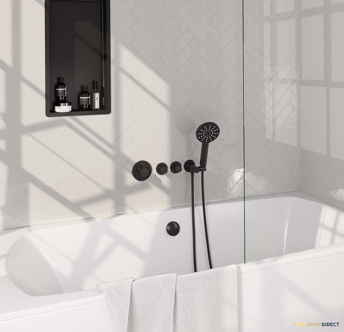 Inbouwthermostaatset Brauer Black Incl 3 Standen Handdouche En Badafvoer Mat Zwart