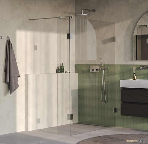 BRAUER Void inloopdouche helder glas 130x200 met 40 zijwand incl. glascoating PVD RVS-kleurig geborsteld