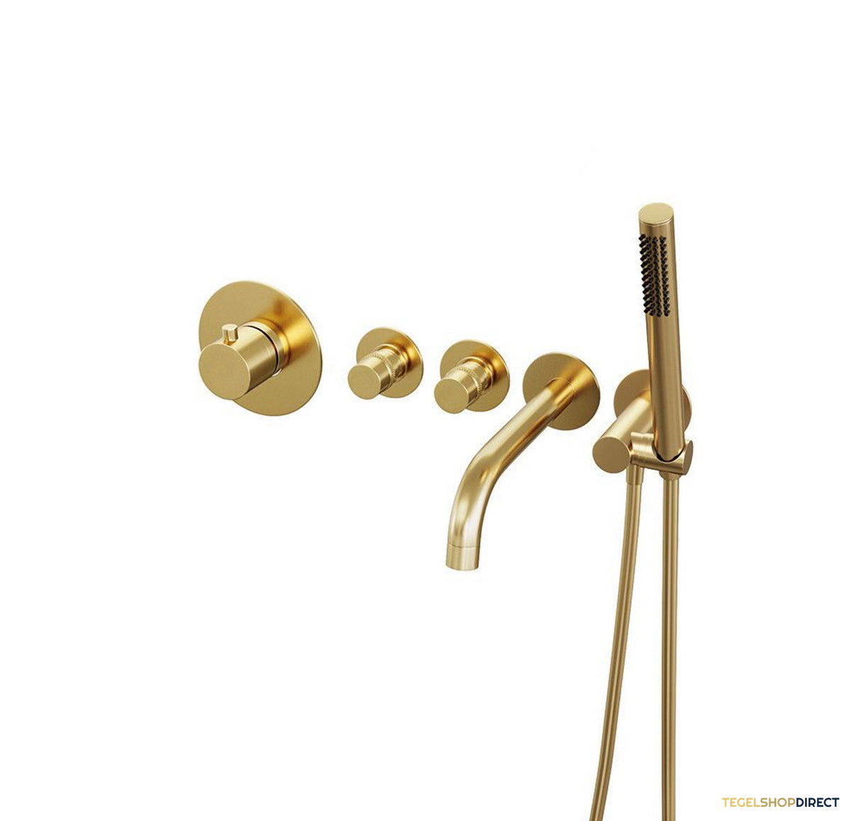 Badkraan Inbouw Set Brauer Gold Edition Thermostatisch met Uitloop en Staaf Handdouche Geborsteld Goud – afbeelding 2