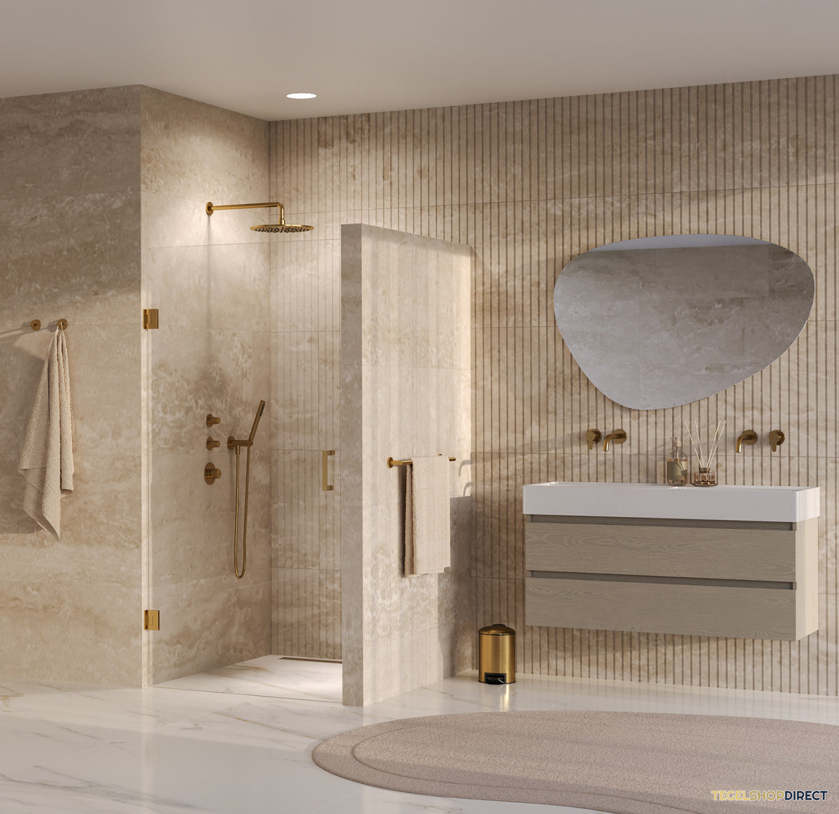 BRAUER Void nisdeur helder glas 90x200 omkeerbaar incl. glascoating PVD goud geborsteld – afbeelding 2