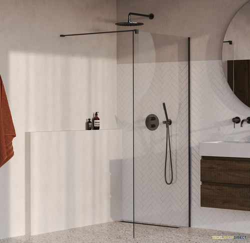BRAUER Oblivion inloopdouche helder glas 90x200 incl. glascoating PVD gunmetal geborsteld