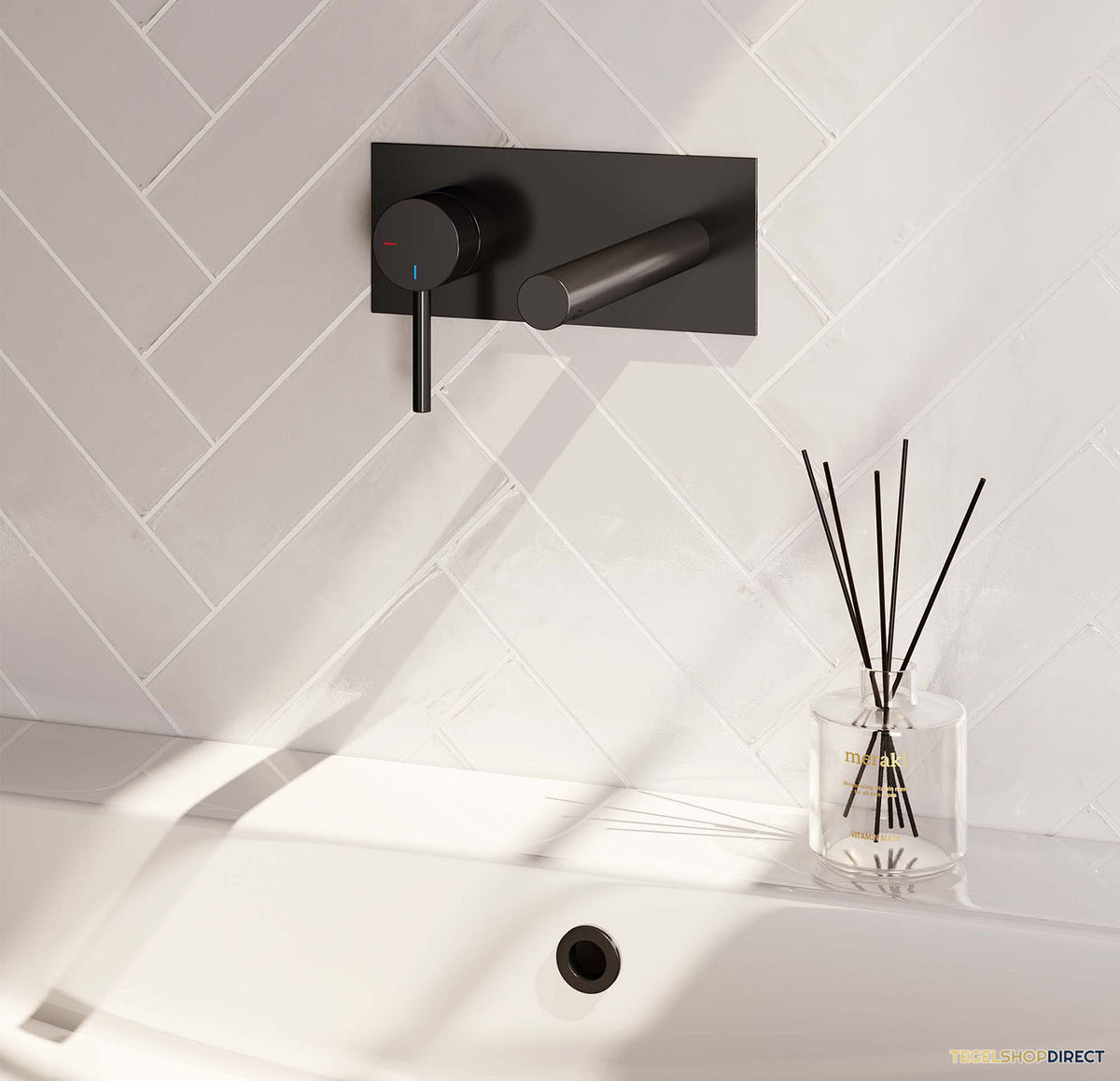 Inbouw Wastafelmengkraan Brauer Black Edition Coldstart Rechte Uitloop Ronde Hendel Links Mat Zwart Met Afdekplaat – afbeelding 2