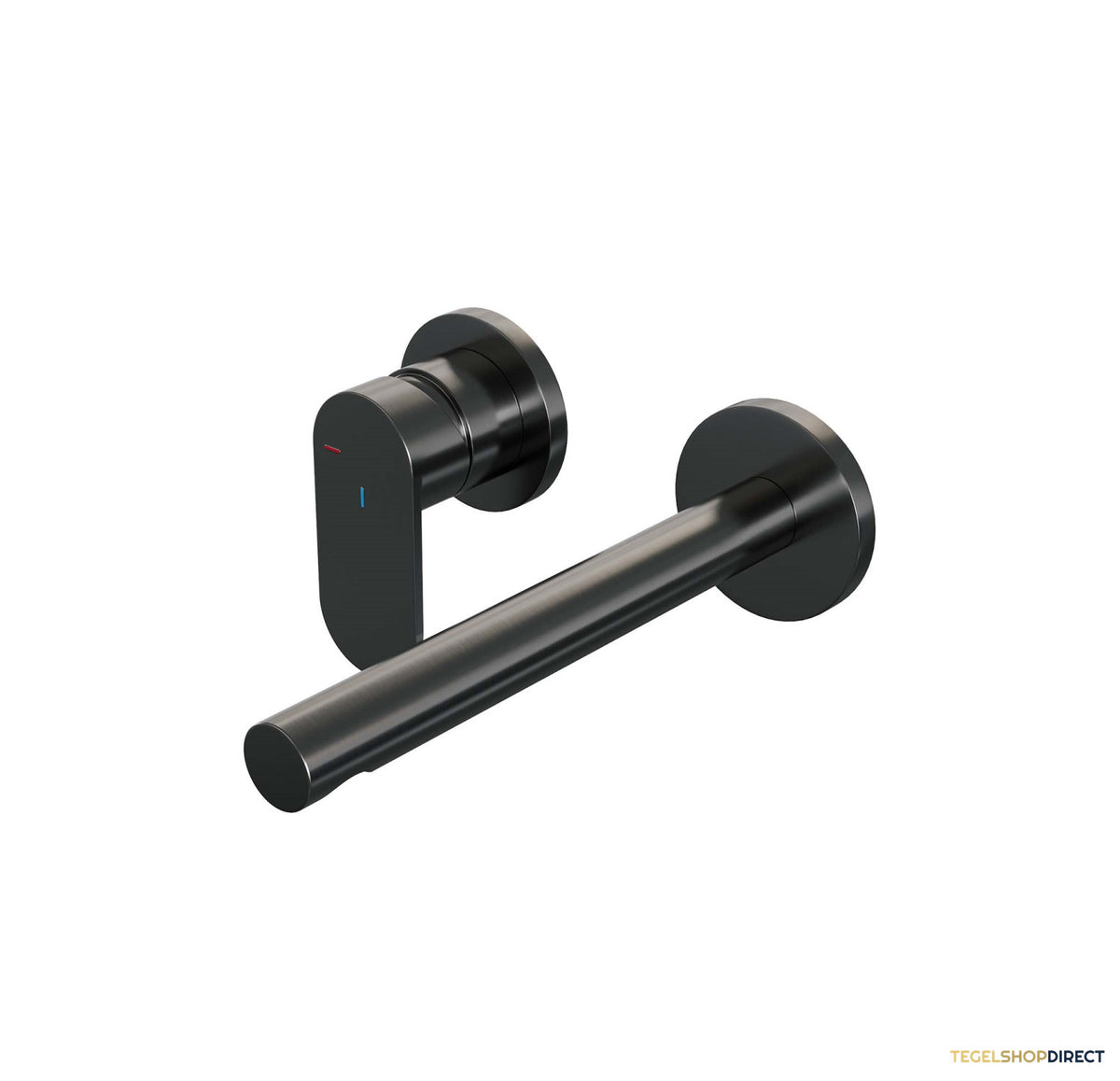 Inbouw Wastafelmengkraan Brauer Gunmetal Edition Coldstart Rechte Uitloop Platte Hendel Links Geborsteld Gunmetal PVD Met Rozetten