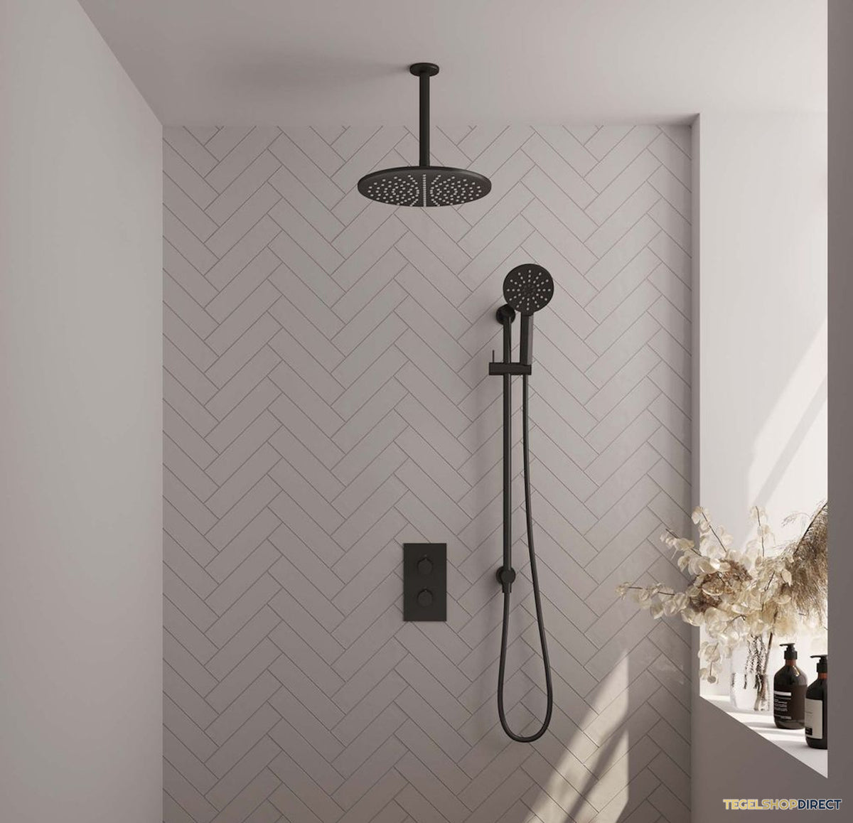 Thermostatische Inbouwdoucheset Brauer Carving Rechthoekige Afdekplaat Mat Zwart (Alle Opties) – afbeelding 2