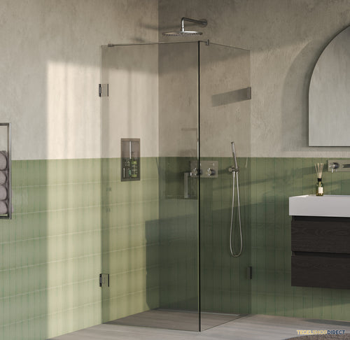 BRAUER Void douchecabine met draaideur helder glas 90x100x200 incl. glascoating PVD RVS-kleurig geborsteld