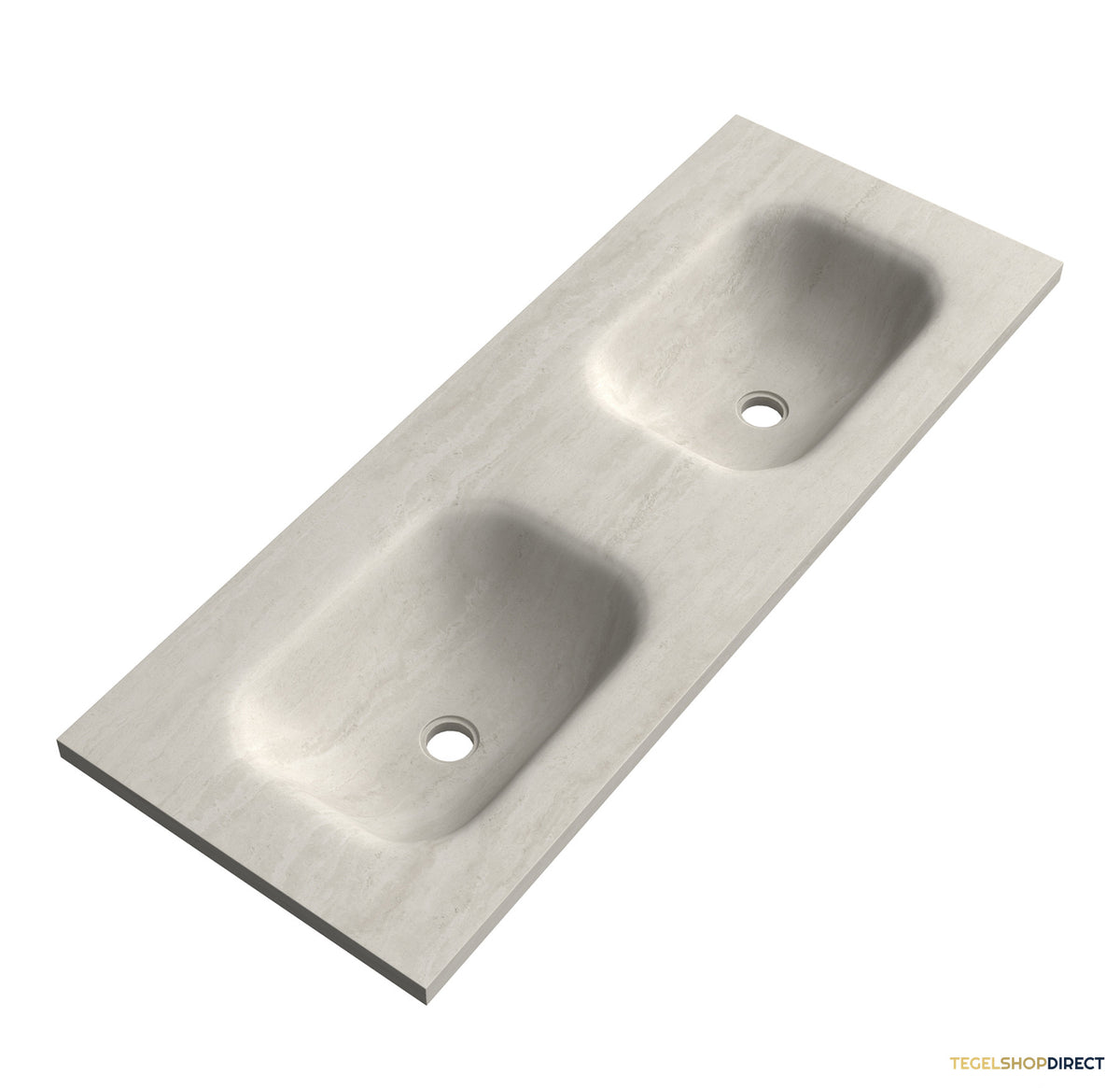 BRAUER Dune Medium wastafel 120 cm met 2 wasbakken en 0 kraangaten Sintered Stone Ivory Travertin – afbeelding 4